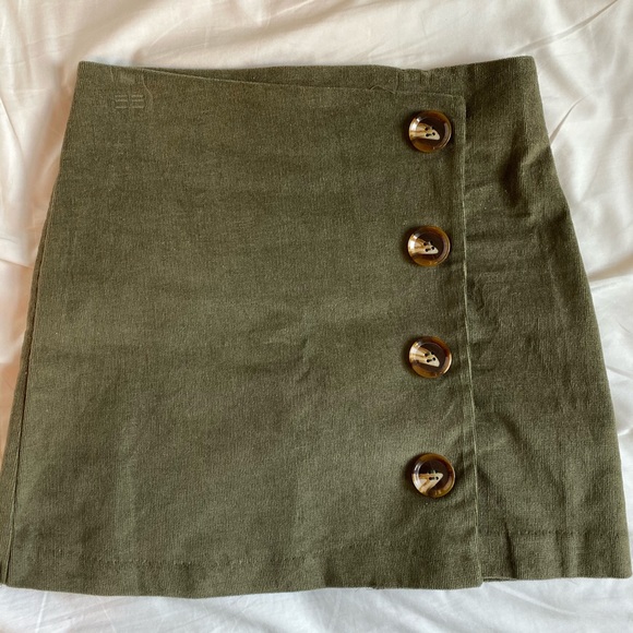 Altar’d State Corduroy Army Green Skirt - Picture 1 of 3